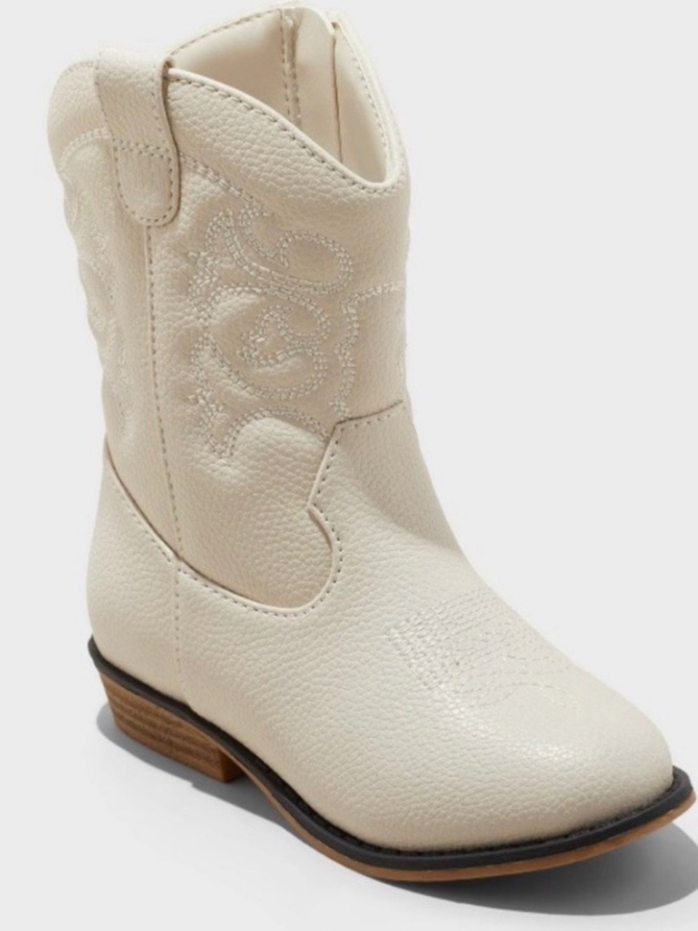 Cat and Jack Girls Ivory Cowgirl Ankle Boot